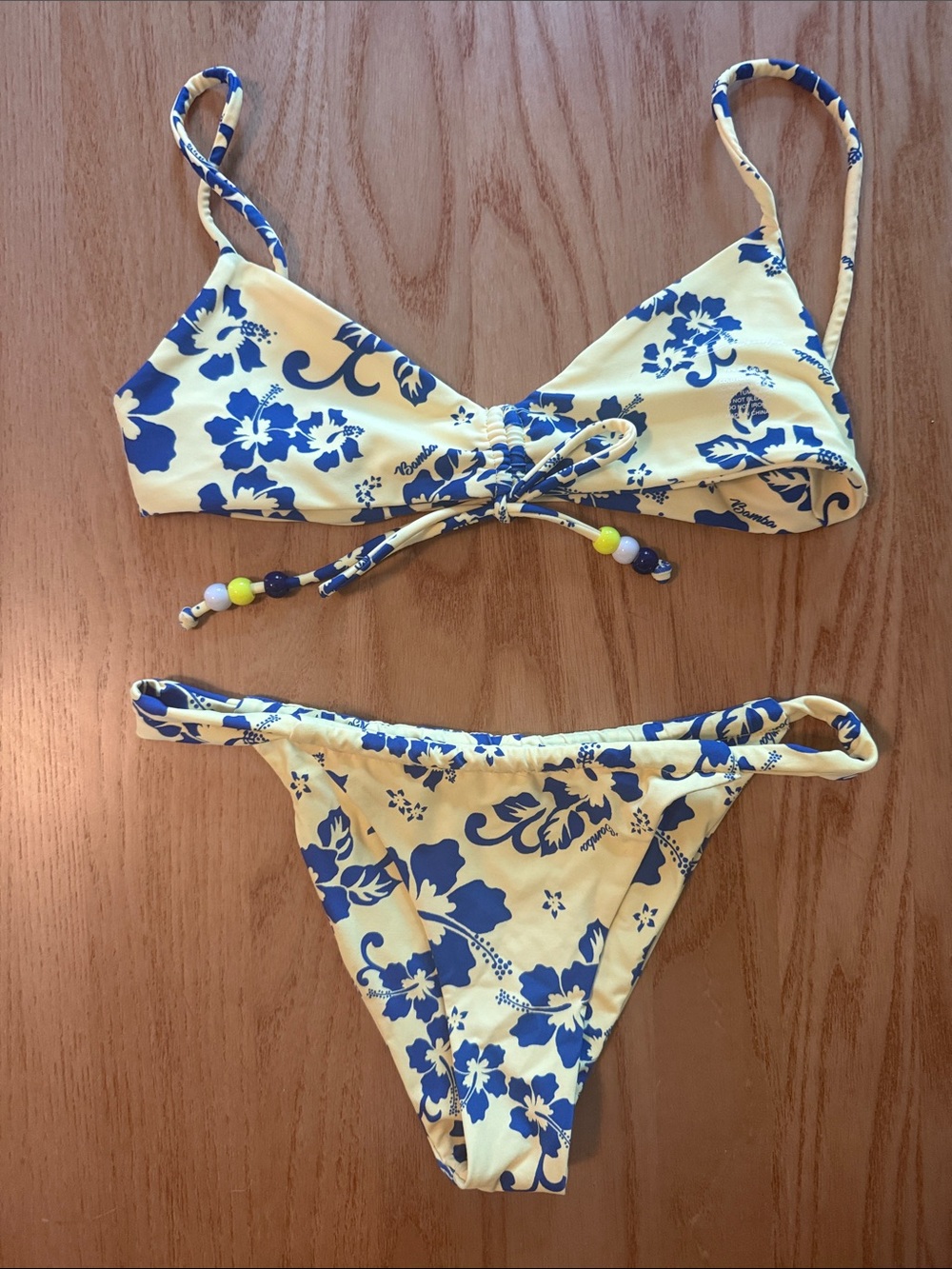 Girls Yellow and Blue Floral Swim Bikini Set